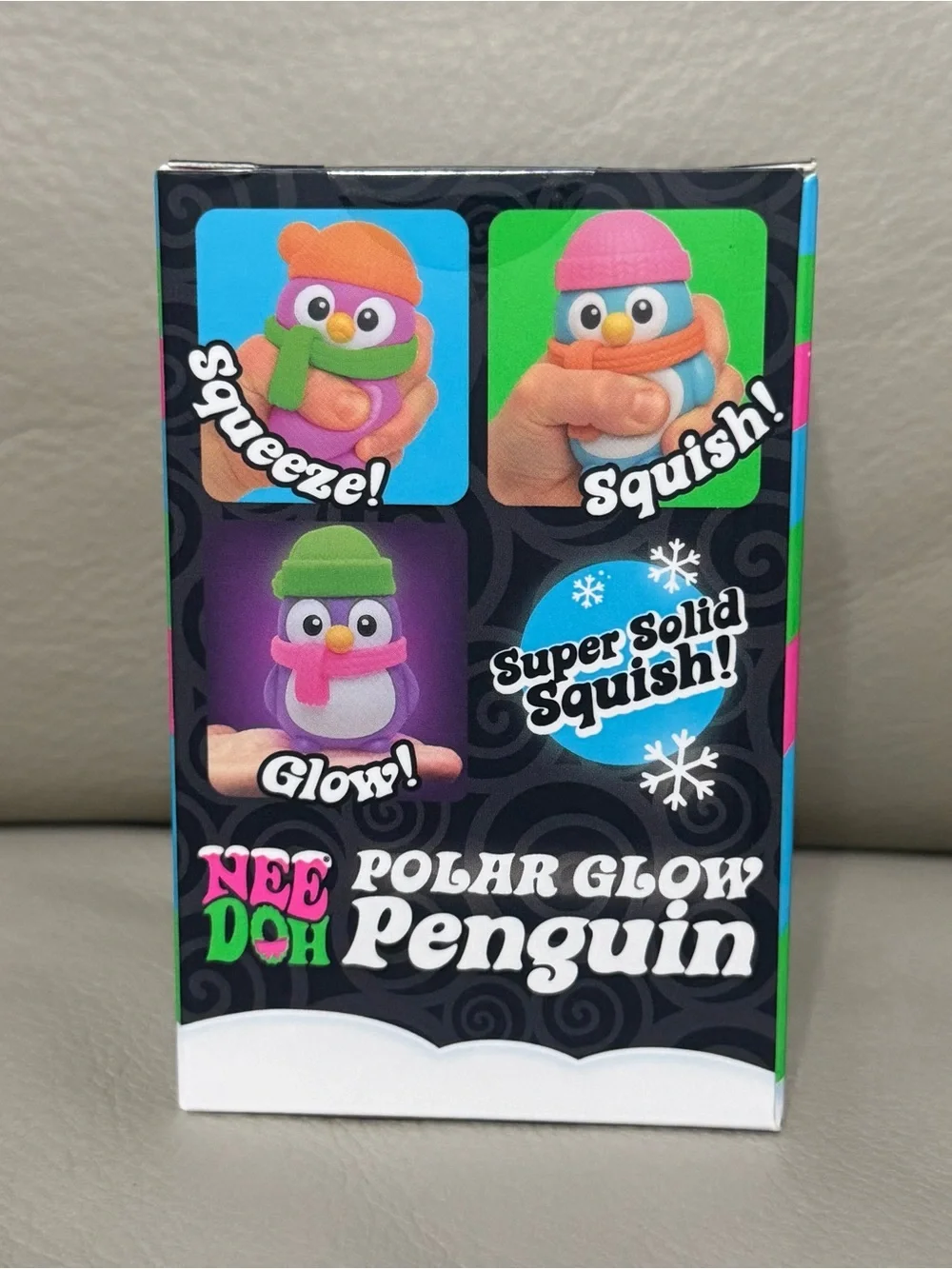 NEW NeeDoh Polar Glow Penguin Pink w/ Orange Hat Super Solid Squishy Christmas